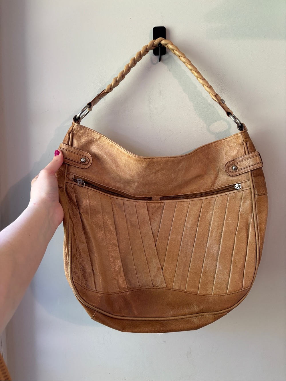 Coldwater Creek Tan Leather Oversized Shoulder Bag